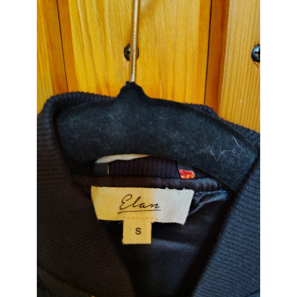 Elan Olive Leaf Bomber Jacket Women S Black Quilted Floral Zip Front Lightweight - Picture 2 of 9